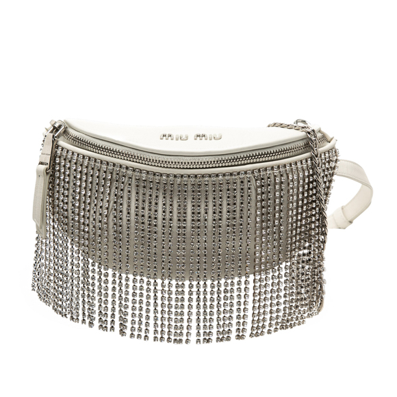 Miu Miu Handbags - Pre-Loved Miu Miu Nappa Crystal Fringe Convertible Belt Bag